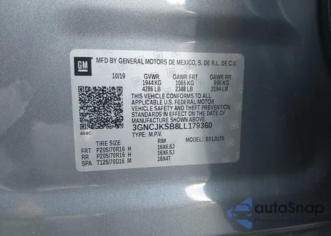 2020 Chevrolet Trax Fwd Ls from USA, damaged, VIN 3GNCJKSB8LL179360